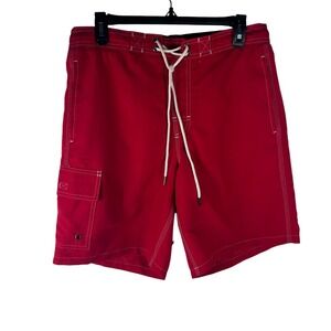 George Mens Cargo Board Shorts Brilliant Red UPF 50 Quick Dry Size M 32-34 NEW